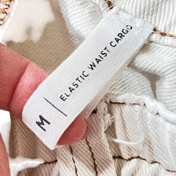 PacSun White High Waisted Cargo Pants Elastic Waist Pockets M Contrast Stitching - Picture 12 of 15